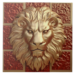 Cabeça de Leão Majestoso com Azulejo Cerâmico de B