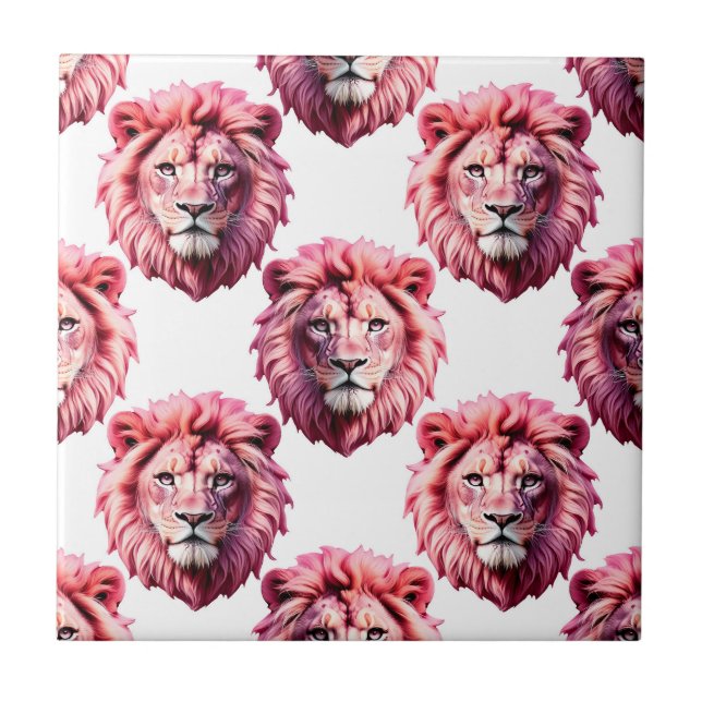 Cabeça de Leão Rosa Design de Padrão de Animal Bra (Frente)