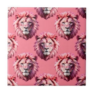Cabeça de Leão Rosa Padrão de Animal Design Rosa