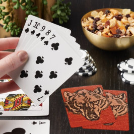 Cabeça de Lobo em Cartas de Baralho Vermelhas