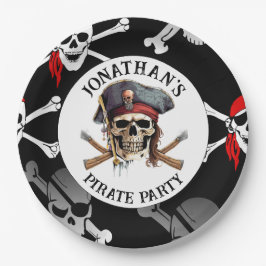 CABEÇA DE PIRATA CAPITÃO Prato de Papel