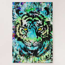 Cabeça de Tigre Azul - Quebra-cabeça de Retrato Ti