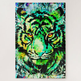 Cabeça de Tigre Azul - Quebra-cabeça do Retrato Ti