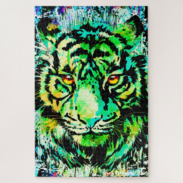 Cabeça de Tigre Azul - Quebra-cabeça do Retrato Ti (Vertical)