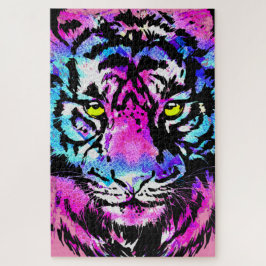 Cabeça de Tigre Neon-Rosa - Quebra-cabeça Tigre