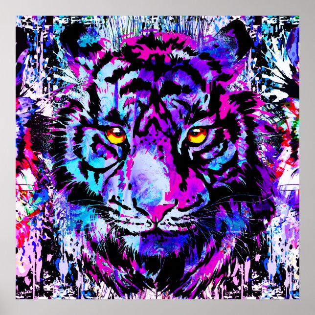 Cabeça de Tigre Roxo - Impressão de Poster para Re (Frente)