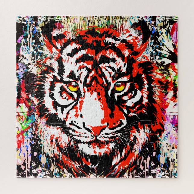 Cabeça de Tigre Vermelho - Quebra-cabeça de Tigre  (Vertical)