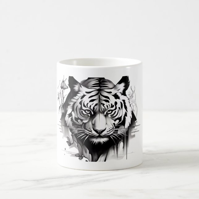 Cabeça de Tigres em um conjunto de canecas de café (Centro)