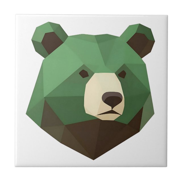 Cabeça de Urso Geométrico Low Poly (Frente)