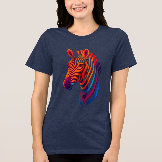 Cabeça de Zebra Arco-Íris – Animal Neon Surreal (Frente)