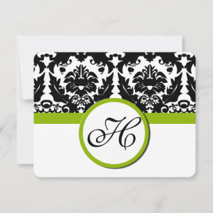 Cabeça Preta Damask com RSVP Verde da Apple