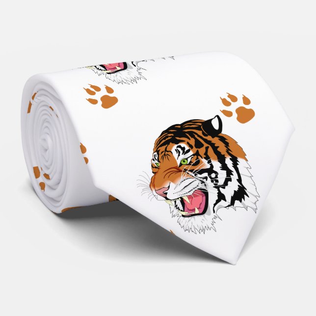 Cabeça Tigre Com Impressões De Pata Em Gravata Bra (Rolled)