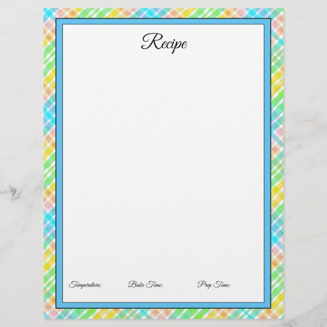 Cabeçalho de Carta de Receita Xadrez Grande (Verso)