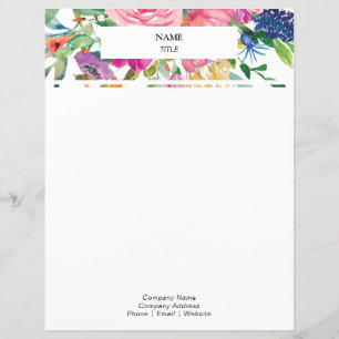 Cabeçalho de Carta Floral em Aquarela Rosa