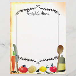 Cabeçalho do menu do janto culinário de aquarela