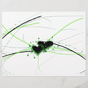 Cabeçalho verde e preto dos corações