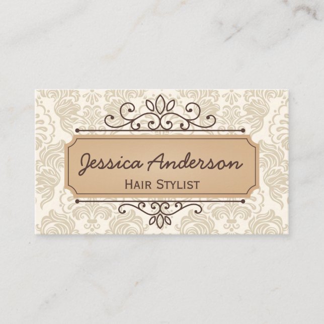 Cabeleireiro retro do cartão de visita do teste (Frente)
