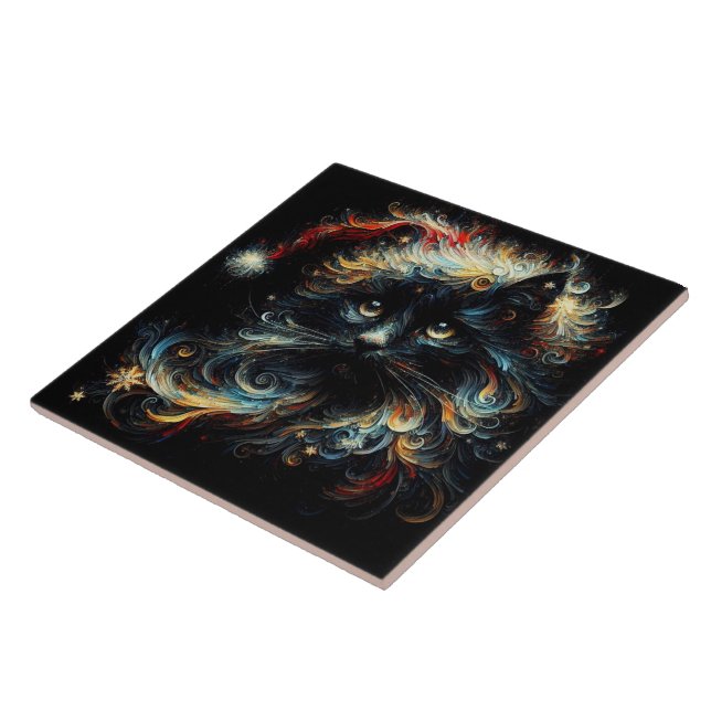 Cabelo Comprido Negro Papai noel Chapéu de Natal (Lateral)