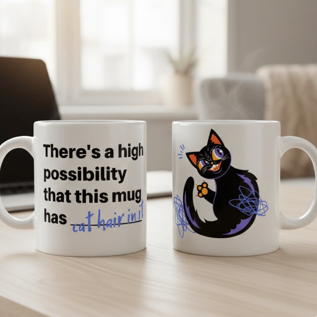 Cabelo de Gato Engraçado Nele Caneca de Café de Ga (Criador carregado)