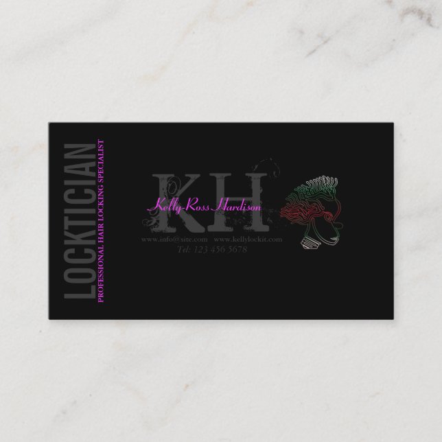 Cabelo de Locktician que trava o cartão de visita (Frente)