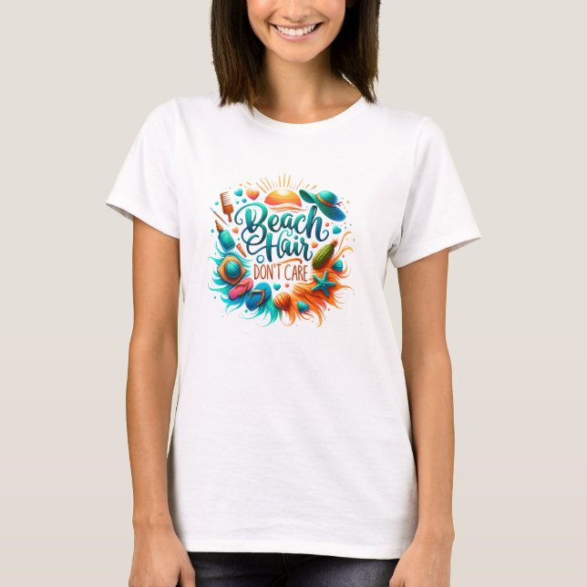 Cabelo de Praia Não se importa com Camisa - Vaca d (Frente)