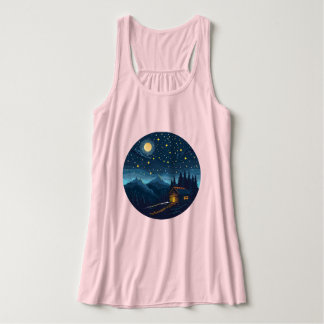 Cabina Noturna Cozy Sob Camisa T De Céu Estrelado
