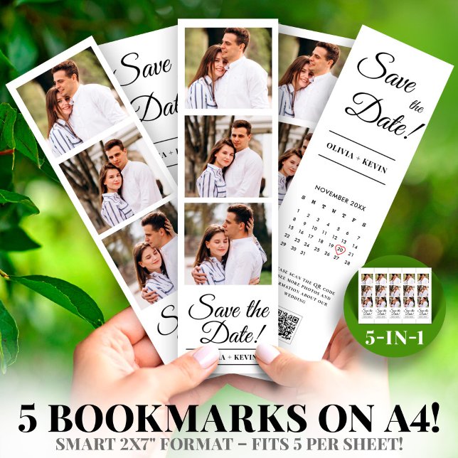Cabine de Fotos 2x7" Save the Date Tira de Casamen (Photo Booth 2x7" Save the Date Wedding Strip)
