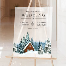 Cabine de Lodge Casamento Floresta de Inverno Bem-
