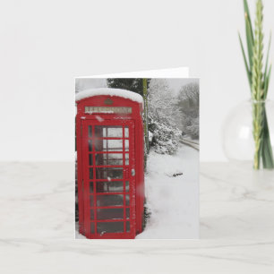 Cabine de Telefone na neve cartão de nota em branc