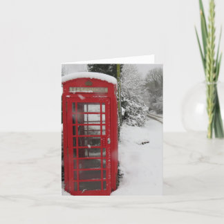 Cabine de Telefone na neve cartão de nota em branc