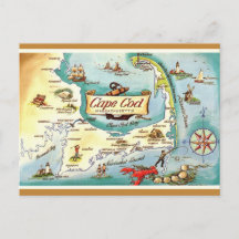 Cabo Cod MA Cartão Postal Retrô