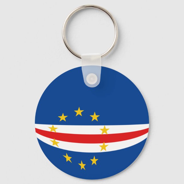Cabo Verde Fisheye Flag Chaveiro (Frente)