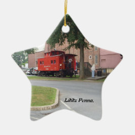 Caboose vermelho em enfeites de natal de Litiz