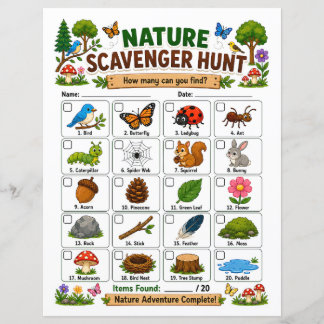 Caça à Natureza Atividade para Crianças