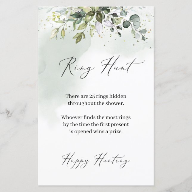 Caça ao anel de folhagem verde de eucalipto Boho (Frente)