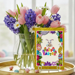 Caça ao Ovo de Páscoa Floral Colorida em estilo de