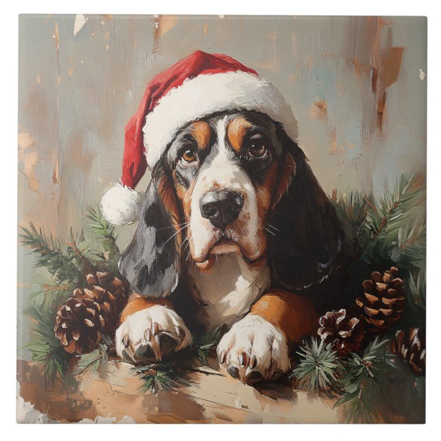Caça-Basset numa Pintura a Óleo de Santa Hat (Frente)