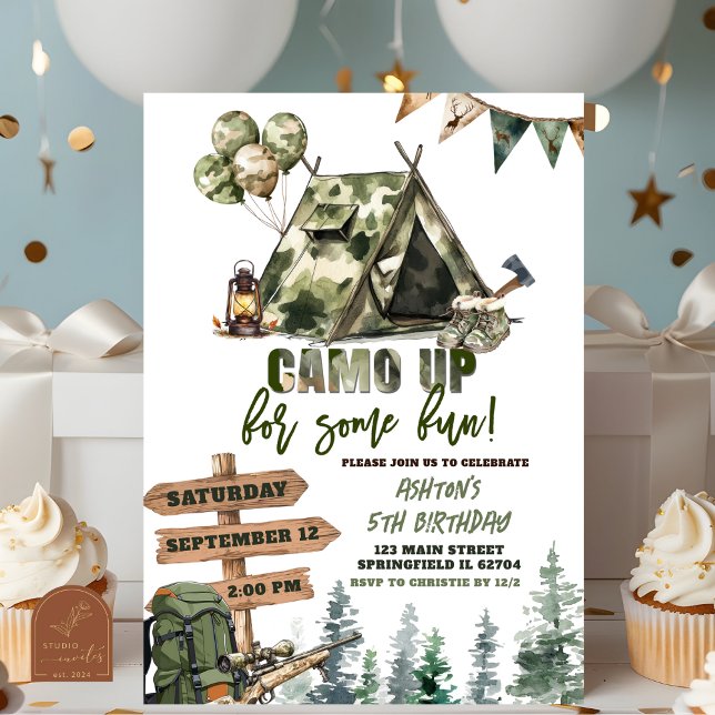 Caça Camo para algum convite de aniversário (Criador carregado)