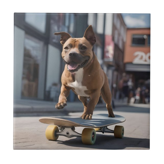 Caça de skate: Um Staffy em Movimento (Frente)