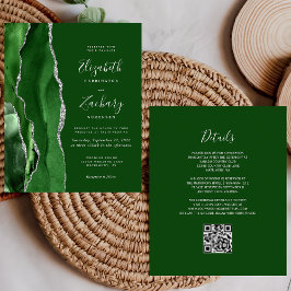 Caça Orçamento Verde Ágata Prata Código QR Casamen