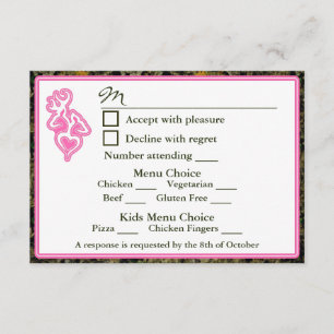 Caça que Wedding 4 menu & escolha RSVP do menu do