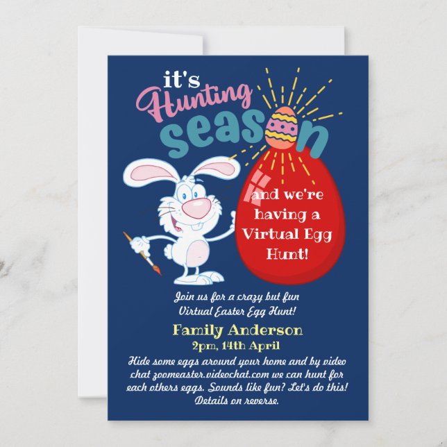 Caça Virtual de Ovos de Páscoa! Convites de bate-p (Frente)