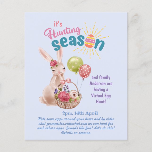 Caça Virtual de Ovos de Páscoa! Convites de bate-p (Frente)