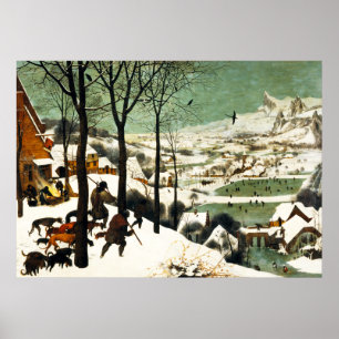 Caçadores de Pieter Bruegel no poster da neve