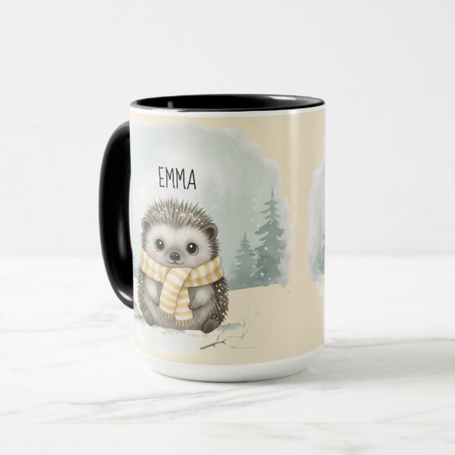Cachecol de caneca personalizado de ouriço-cacheir (Frente Esquerda)