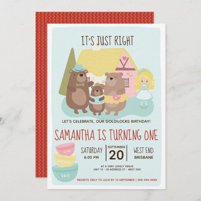 Cachinhos Dourados e O Convite Aniversário De Três (Frente/Verso)