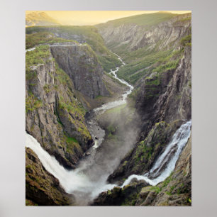 Cachoeira de Voringsfossen no poster de Noruega