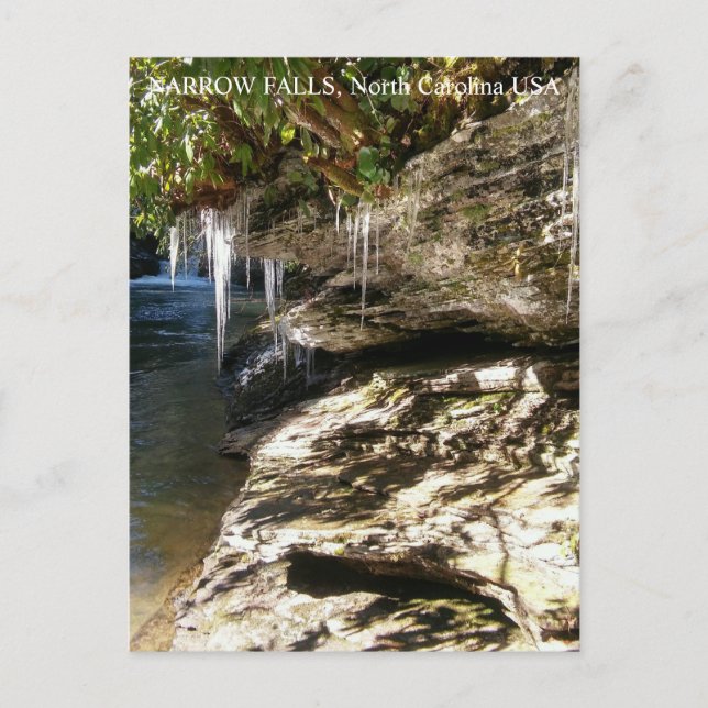 Cachoeira Narrow Falls, NC Cartão Postal (Frente)