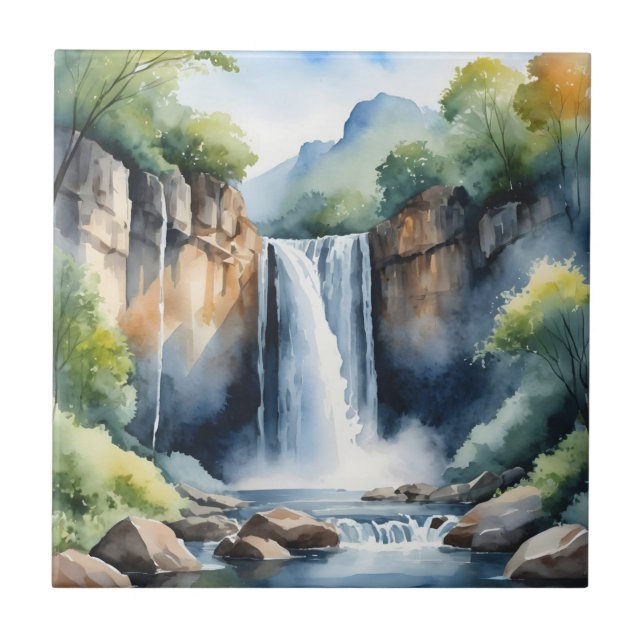 Cachoeira pintada à aquarela (Frente)