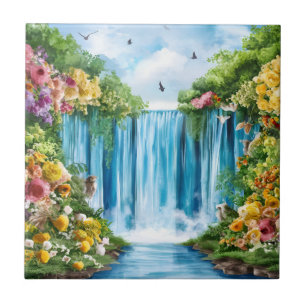 Cachoeira pintada à aquarela